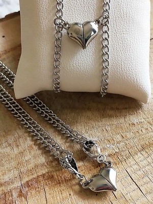 2'li Mıknatıslı Kalp Kolye ve Bileklik Takımı-Sevgili ve Arkadaşlık Hediyesi, Özel Günler Için