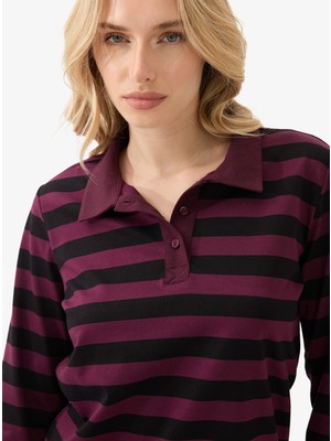 Kadın Polo Yaka T-Shirt 60583 - Siyah