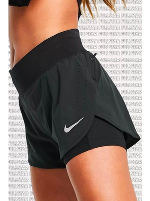 Nike Eclipse Flex 2 In 1 Running Shorts Taytlı Koşu Antrenman Şortu Siyah