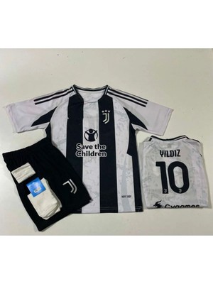 Juventuss Yeni Sezon Kenan Yıldız Iç Saha Çocuk Forması 4'lü Set Çorap+Bileklik Hediyeli