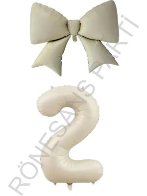 Rönesans Parti Krem Renk Fiyonk Rakam Folyo Balon Seti Yaş 1