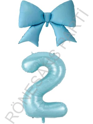 Rönesans Parti Mavi Renk Fiyonk Rakam Folyo Balon Seti Yaş 1