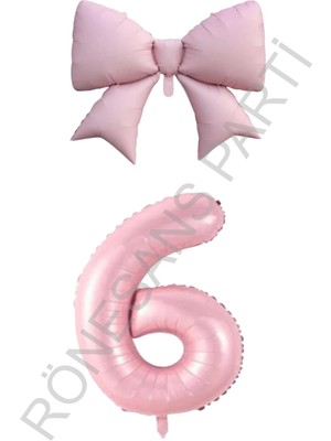 Rönesans Parti Pembe Renk Fiyonk Rakam Folyo Balon Seti Yaş 5