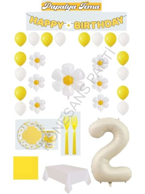 Rönesans Parti Best 2 Yaş Papatya Temalı Doğum Günü Parti Seti
