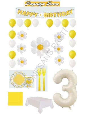 Rönesans Parti Best 3 Yaş Papatya Temalı Doğum Günü Parti Seti