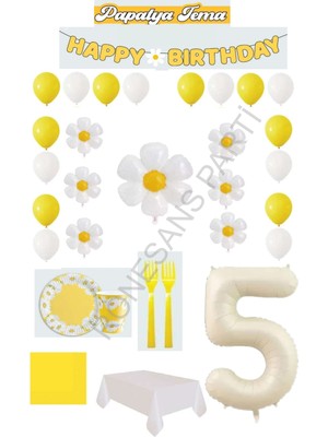Rönesans Parti Best 5 Yaş Papatya Temalı Doğum Günü Parti Seti