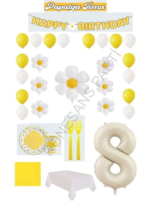 Rönesans Parti Best 8 Yaş Papatya Temalı Doğum Günü Parti Seti
