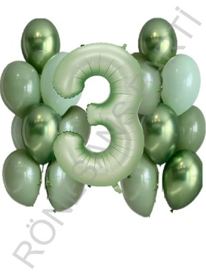 Rönesans Parti Su Yeşili Rakam ve Balon Seti Yaş 2