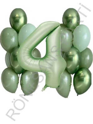 Rönesans Parti Su Yeşili Rakam ve Balon Seti Yaş 3