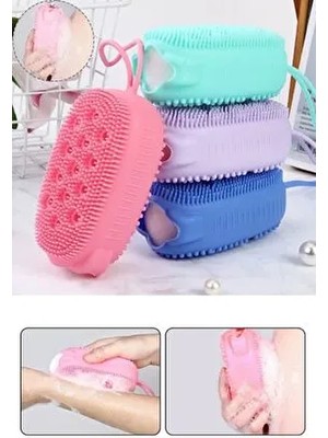 Banyo Hamam Lifi Silikon Sünger Hazneli Vücut Kesesi Masajlı Yumuşak Duş Lifi Banyo Kesesi