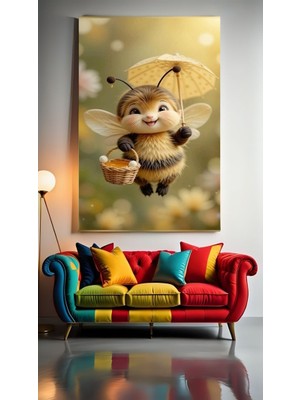 Özkacar Group Bal Sepetli Tatlı Arı Ev Duvar Salon Güzellik Salonu Ofis Dükkan Dekarasyon Kanvas Tablo