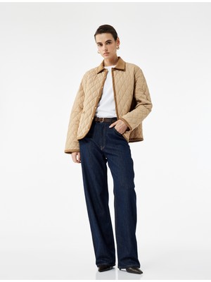 Cepli Düğmeli Uzun Kollu Su Itici Mevsimlik Kapitone Mont