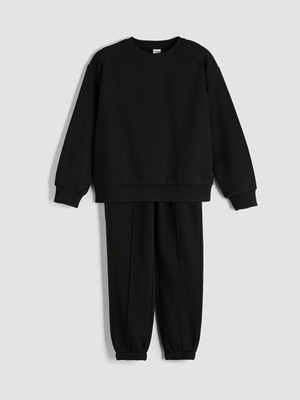 Bisiklet Yaka Kız Çocuk Sweatshirt ve Pantolon  (W5)