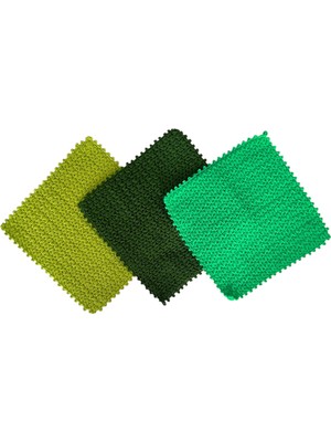 Pafuli El Örgüsü Yıldız Modelli Kare 3'lü Banyo Lifi Soluk Yeşil & Koyu Yeşil & Fosforlu Yeşil