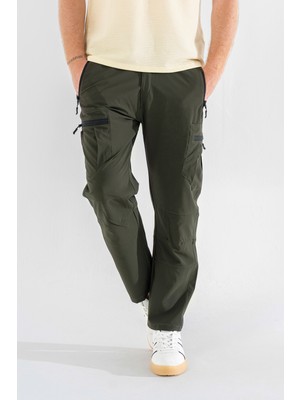 Souris Erkek Haki Likralı Ince Kumaş 6 Cepli Outdoor Taktik Kargo Pantolon