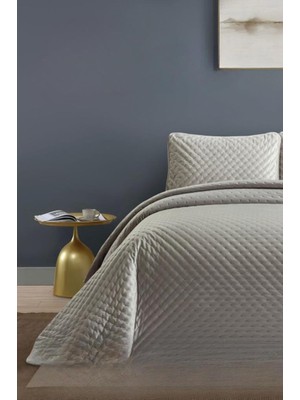 Bianca Tek Kişilik Lüks Kadife Yatak Örtüsü Gri