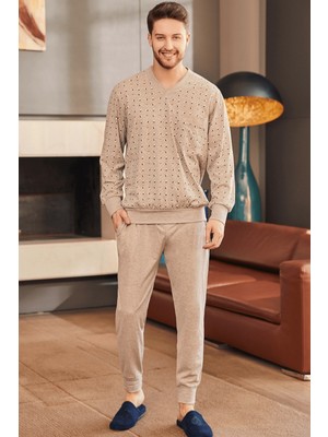 Mecit 2757 Kahverengi Büyük Beden Erkek Pijama Takımı
