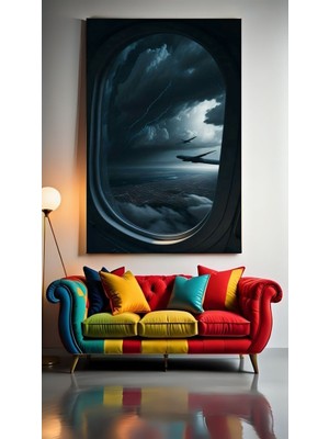 Özkacar Group Uçak Penceresinden Manzara Ev Duvar Salon Güzellik Salonu Ofis Dükkan Dekarasyon Kanvas Tablo