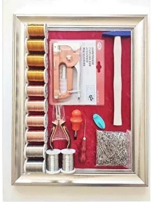 Tuğra Tablo Filografi Set Çerçeveli Hazır Full Set 40*50 cm İçin Renkli İplikler ve Gerekli Aletler