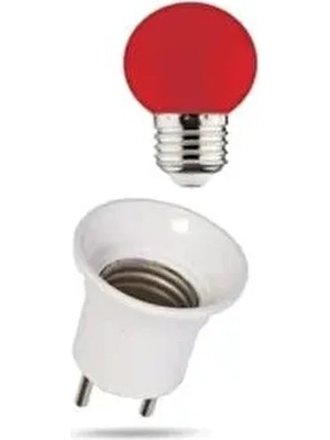 Duy Fişli + 1W Ledli E-27 Duylu Renkli Gece Lambası LED Ampulü Kırmızı