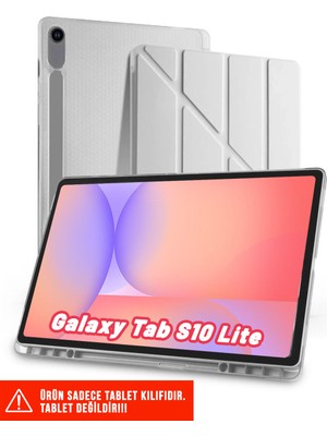 Samsung Galaxy Tab S10 Lite 10.9 Inch Uyumlu Tri-Folding Kalem Bölmeli Arkası Yumuşak Silikon Kılıf