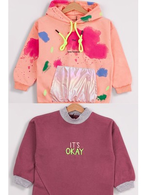 Kız Çocuk 2'li Paket Basic Sweatshirt