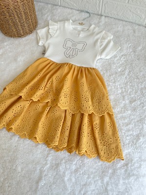 Kız Çocuk Fisto Etekli 6 Farklı Renkli Kat Kat Elbise