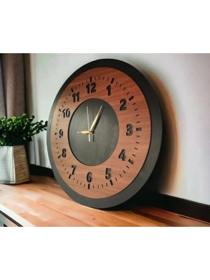 Duvar Saati - Ahşap Duvar Saati -Sağlam ve Uygun Hediye Şık - Modern Saat No:9