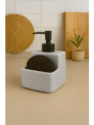 Rueza Süngerli Tezgah Üstü Mutfak Banyo Sıvı Sabunluk Takımı 400 ml  - Mutfak Sabunluk Seti