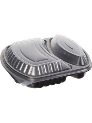 Gizpak Plastik 2 Bölmeli Menü Kabı(Sıcağa Dayanıklı) 50 adet