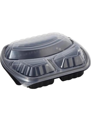 Plastik 3 Bölmeli Yemek Kabı(Sıcağa Dayanıklı)