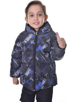 Freemen Spor Erkek Çocuk Dijital Desen Polar Su ve Rüzgar Geçirmez Kapüşonlu Mont S-CD-5