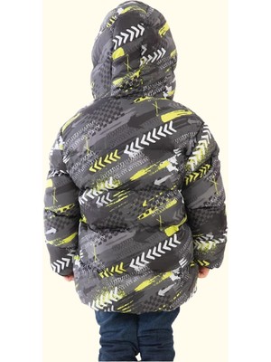 Spor Erkek Dijital Desen Polar Su ve Rüzgar Geçirmez Kapüşonlu Mont