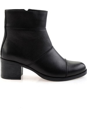Siyah Hakiki Deri Kadın Bot & Bootie K02286001703