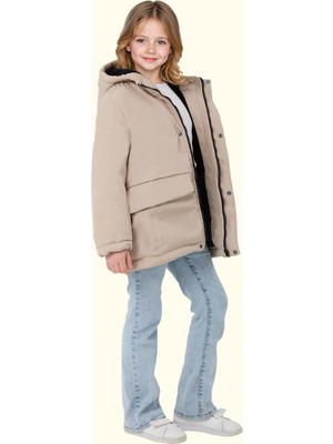 Freemen Spor Kız Çocuk Kürklü Su ve Rüzgar Geçirmez Kapüşonlu 3 Cep Mont & Kaban & Parka S-FMPÇ-110 K