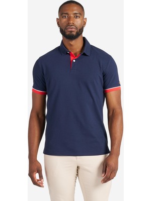 Tribord Erkek Kısa Kollu Polo Tişört - Lacivert/kırmızı - Sailing 100