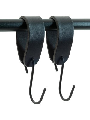 Deri Çok Amaçlı S Kanca, Kancalı Tutacak, Deri Askı Aparatı - Siyah