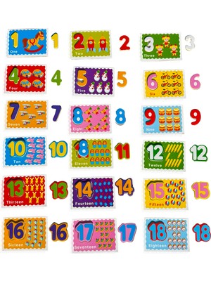 Hamaha Dijital Baskılı Sayılar Eşleştirme Kartları 1–18 | Okul Öncesi Eğitici Set