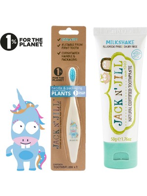 Jack N’jill Doğal Sertifikalı Bebek/çocuk Diş Seti (Unicorn Diş Fırçası + Milkshake Aromalı Diş Macunu 50G)