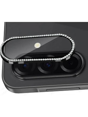 Samsung Galaxy A26 - A36 - A56 Taşlı Parlak Kamera Lens Koruyucu Cam ve Çerçeve Kamera Koruma Lensi