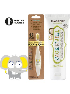 Jack N’jill Doğal Sertifikalı Bebek/çocuk Diş Seti (Fil Diş Fırçası + Aromasız Diş Macunu 50G)