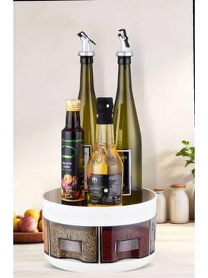 Döner Standlı 6’lı Gıda Organizer Seti – Baharatlık & Saklama Kabı