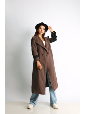 Şık Taş Rengi Düğmeli Trençkot – Rahat ve Modern Kesim