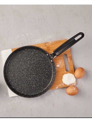 Granit Kaplama Krep Tavası Siyah – 28 Cm, Yapışmaz Yüzey