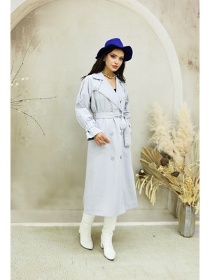 Şık Taş Rengi Düğmeli Trençkot – Rahat ve Modern Kesim