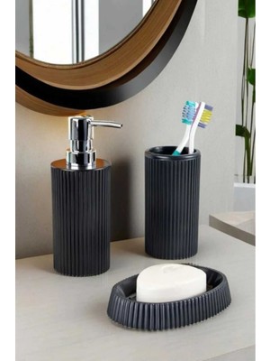 Ekonomik 3 Parça Siyah Banyo Sabunluk Takımı – Pratik Kullanım