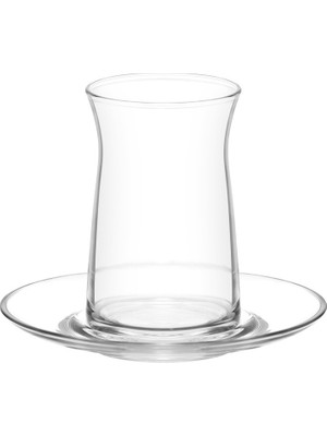 Misafir Sunumları Için 6’lı Çay Bardağı & Tabak Takımı – Şık Cam Detaylı