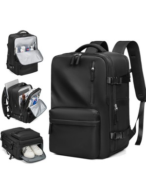 Su Geçirmez 16" Inç 39L Ayakkabı Bölmeli Seyahat Sırt Çantası - Laptop Bölmeli, USB Şarj Girişli