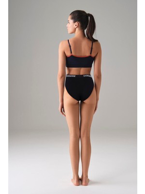 Kadın Siyah V Kesim Yüksek Bel Slip 7154