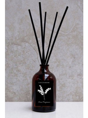 Lalezen Home Bambu Çubuklu Oda Kokusu Vanilya Aromalı Amber Cam Şişe 100 ml Kahverengi